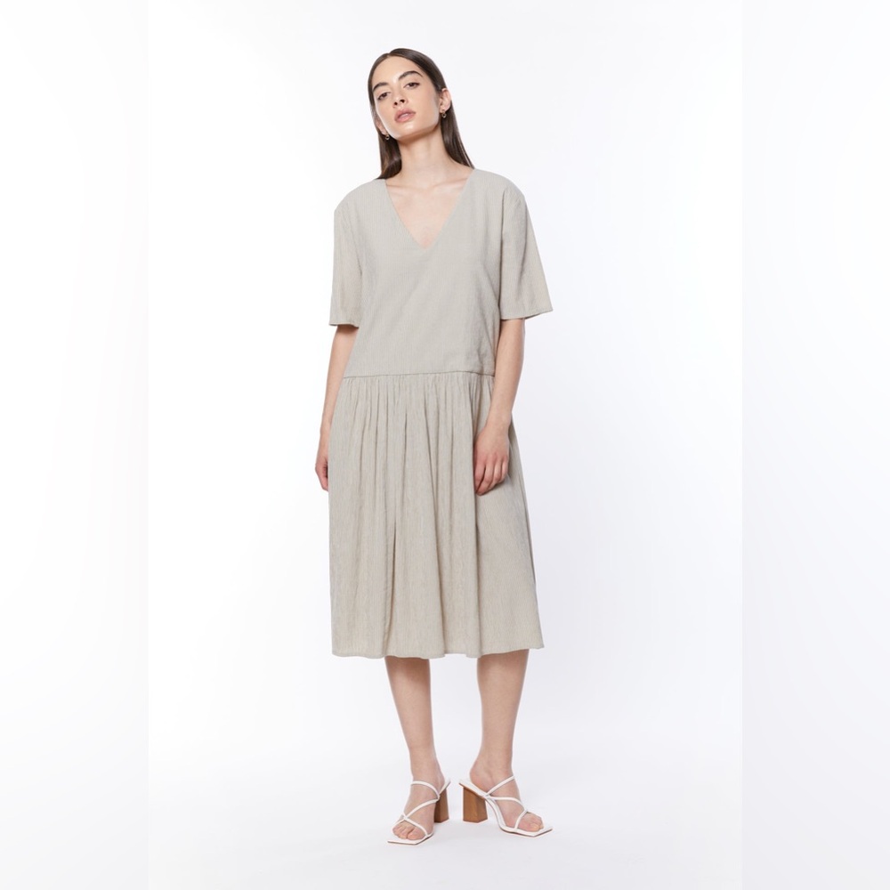 Oak + Fort Striped Seersucker Flowy Dress